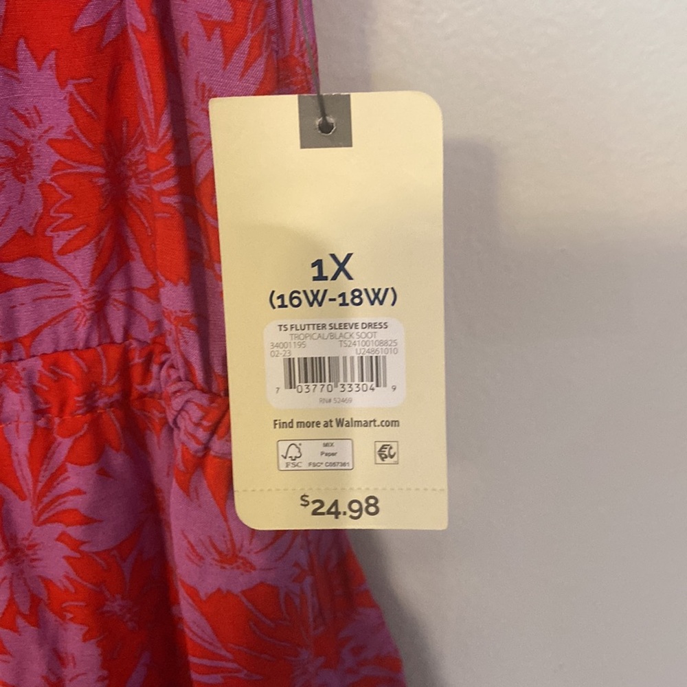 Terra & Sky Plus Red & Purple Floral Dress SZ 1X - Picture 3 of 5